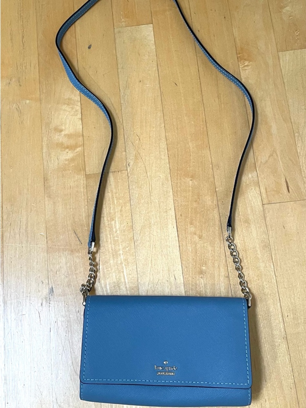 kate spade blue leather chain-strap crossbody bag